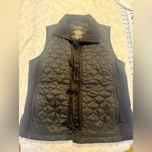 L.L. Bean Black Quilted Black Tie Vest